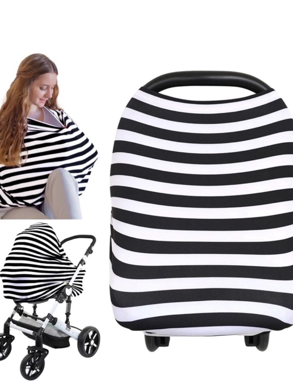 Keababies Multi-Use Cover: Carseat & Feeding Cover - Black & White Stripe